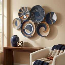 Boho Woven Wall Basket Set African Inspired Wicker Decor
