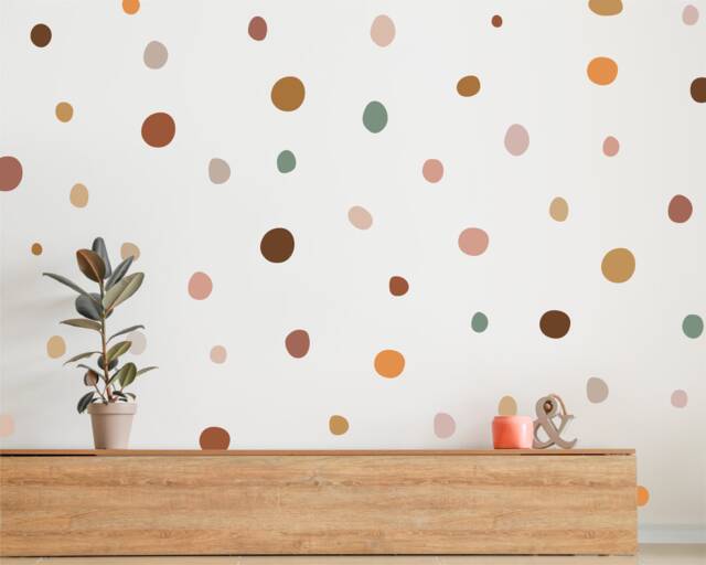 Boho Nursery Wall Decals 150 Earth Tone Polka Dot Stickers - image 1