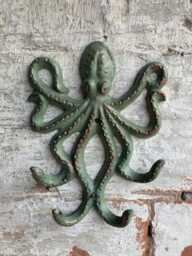 Cast Iron Hanging Coloured Octopus Hook Ornament
