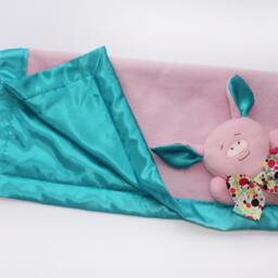 Pink Pig Security Blanket Handmade Fleece & Satin Baby Lovey - thumbnail 3