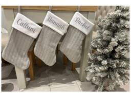 Personalised Knit Christmas Stocking - Silver/Grey Stocking Matching Family Stockings, Eve - thumbnail 1