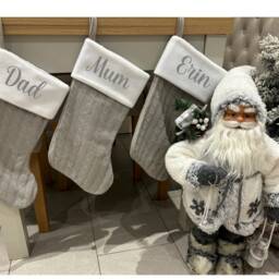 Personalised Knit Christmas Stocking - Silver/Grey Stocking Matching Family Stockings, Eve - thumbnail 2