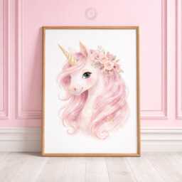 Unicorn Girls Bedroom Prints - Personalised Pink Set Of 3, Crown Nursery Wall Art - thumbnail 3
