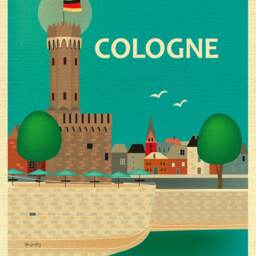 Cologne Skyline Print, Germany Art, Room Art, Malakoff Tower Style E8-O-Colo - thumbnail 2