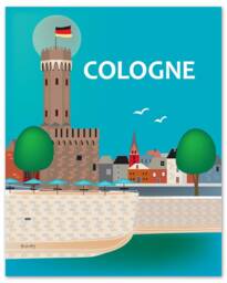 Cologne Skyline Print, Germany Art, Room Art, Malakoff Tower Style E8-O-Colo - thumbnail 1