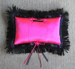 "Hot Pink Tooth Fairy Pillow With Black Suede Trim-""Go Ask Alice" - thumbnail 1