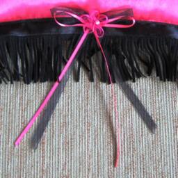 "Hot Pink Tooth Fairy Pillow With Black Suede Trim-""Go Ask Alice" - thumbnail 3