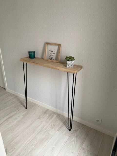 Industrial Style Oak Console Table With Metal Legs - image 1