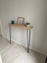 Industrial Style Oak Console Table With Metal Legs - thumbnail 1