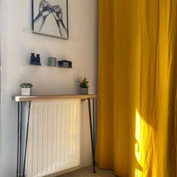 Industrial Style Oak Console Table With Metal Legs - thumbnail 4