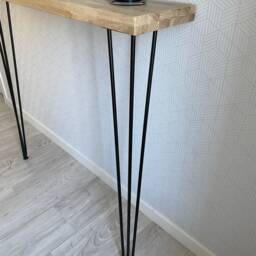 Industrial Style Oak Console Table With Metal Legs - thumbnail 3