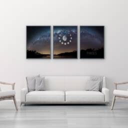 Night Sky Art, Moon Wall Set Of 3 Modern Art Prints, Landscape, Home Decor, Bedroom Living Room - thumbnail 1