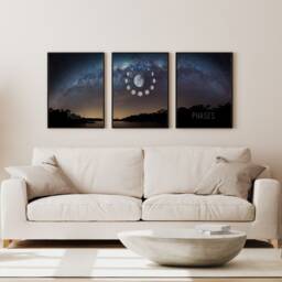 Night Sky Art, Moon Wall Set Of 3 Modern Art Prints, Landscape, Home Decor, Bedroom Living Room - thumbnail 4