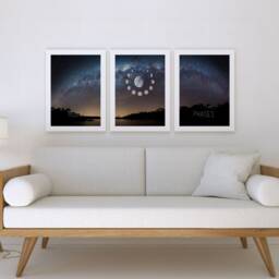 Night Sky Art, Moon Wall Set Of 3 Modern Art Prints, Landscape, Home Decor, Bedroom Living Room - thumbnail 2