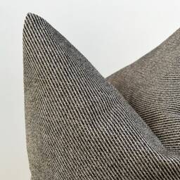 striped Linen Pillow Cover Beige Black Neutral Lumbar Cushion, Euro Sham - Duties Paid Usa - thumbnail 3