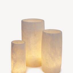 Egyptian White Alabaster Stone, Cylinder Candle Holder, Middle East Decor, Stone - thumbnail 3