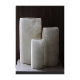 Egyptian White Alabaster Stone, Cylinder Candle Holder, Middle East Decor, Stone - thumbnail 2
