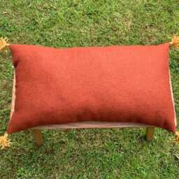 Medieval Cushion, Red & Green Wool Pillow, Hand Sewn Silk Tassels, 15Th Century Reenactment - thumbnail 2