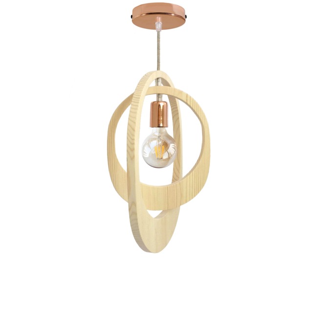 Wood Pendant Light Wooden Chandelier Geometric Lighting Ceiling Lamp Handmade Orbit - image 1