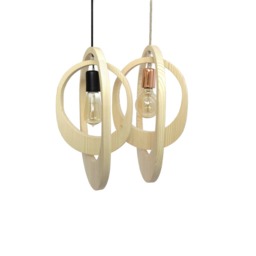 Wood Pendant Light Wooden Chandelier Geometric Lighting Ceiling Lamp Handmade Orbit - thumbnail 4