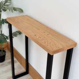 Ribeira // Solid Oak Simple Scandinavian Entryway Console Table With Metal Legs - thumbnail 2