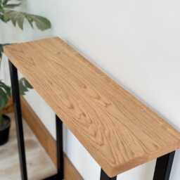 Ribeira // Solid Oak Simple Scandinavian Entryway Console Table With Metal Legs - thumbnail 3