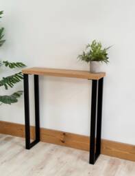 Ribeira // Solid Oak Simple Scandinavian Entryway Console Table With Metal Legs