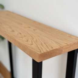 Ribeira // Solid Oak Simple Scandinavian Entryway Console Table With Metal Legs - thumbnail 4