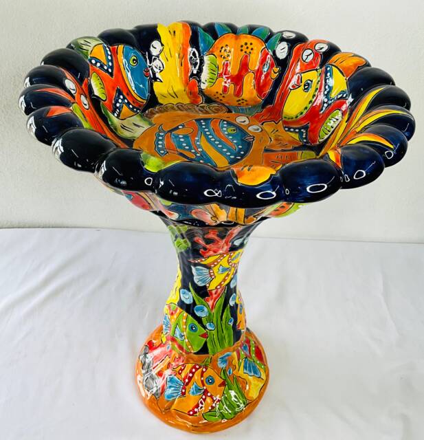 Talavera Mexican Pottery Bird Bath - image 1