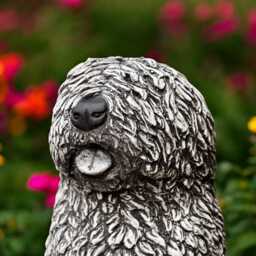 Concrete Old English Sheepdog Statue Shaggy Bobtail Dog Figurine Stone Bearded Collie Sculpture Fluffy Pet Ornament Garden Yard Decor Gift - thumbnail 3