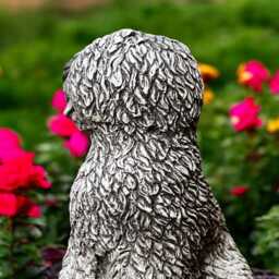 Concrete Old English Sheepdog Statue Shaggy Bobtail Dog Figurine Stone Bearded Collie Sculpture Fluffy Pet Ornament Garden Yard Decor Gift - thumbnail 4
