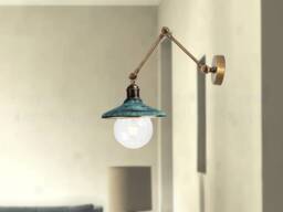Green Patina Brass Adjustable Arm Sconce Swing Lights Wall Wall Vintage Copper Sconce Vintage Retro Light - thumbnail 1