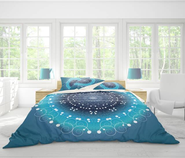 Mandala Duvet Cover, Blue Cover, Mandala Bedding, Bohemian Bedding, Turquoise Duvet, Bedroom Decor, Gift For Her - image 1