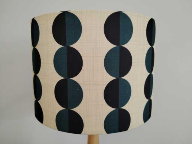 Blue Retro Circle Lampshade Navy Round Spots Pattern Handmade Cotton Fabric Drum Lamp Shade Ceiling Pendant Or Table Floor - Various Sizes - image 1