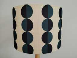 Blue Retro Circle Lampshade Navy Round Spots Pattern Handmade Cotton Fabric Drum Lamp Shade Ceiling Pendant Or Table Floor - Various Sizes