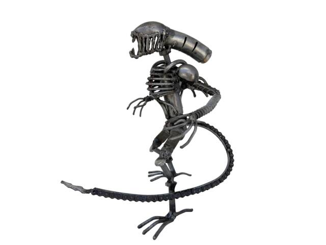 xenomorph Inspired Sculpture. 8 Inches Tall. 100% Handmade. All Recycled Parts. Best Gift For People Who Love Alien Movies - image 1