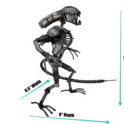 xenomorph Inspired Sculpture. 8 Inches Tall. 100% Handmade. All Recycled Parts. Best Gift For People Who Love Alien Movies - thumbnail 3