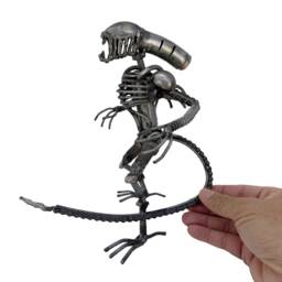xenomorph Inspired Sculpture. 8 Inches Tall. 100% Handmade. All Recycled Parts. Best Gift For People Who Love Alien Movies - thumbnail 2