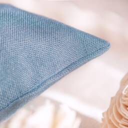 Blue Linen Blend Decorative Throw Pillow Cover, Silver Sparkle Cushion Modern Boho Lake House Pillow, Trendy Curated Farmhouse - thumbnail 3