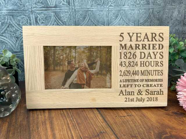 5Th Anniversary Personalized Wooden Photo Frame - 6x4 Picture Gift For 5 Years Of Marriage Memory Wedding Fifth Five - image 1