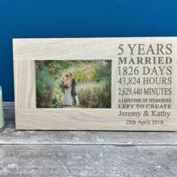 5Th Anniversary Personalized Wooden Photo Frame - 6x4 Picture Gift For 5 Years Of Marriage Memory Wedding Fifth Five - thumbnail 2