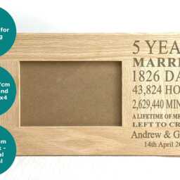 5Th Anniversary Personalized Wooden Photo Frame - 6x4 Picture Gift For 5 Years Of Marriage Memory Wedding Fifth Five - thumbnail 3