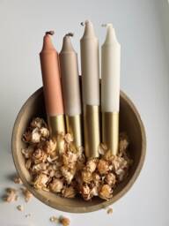 Dip Dye Candles/Brownies Brown Gold Gift Set Of 4 - thumbnail 1