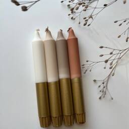 Dip Dye Candles/Brownies Brown Gold Gift Set Of 4 - thumbnail 3
