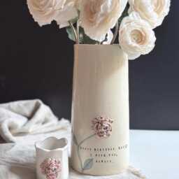 Pink Peony Handcrafted Ceramic Tealight Holder -.november Birth Flower Holder - thumbnail 2