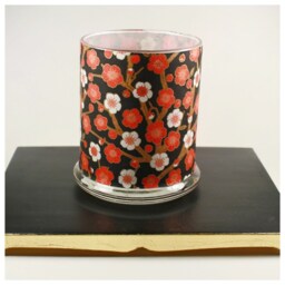 Luminary Combo Set, Red & White Plum Blossoms On Black, Japanese Chiyogami Paper - thumbnail 2