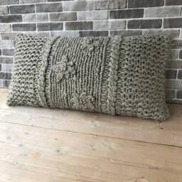 Cable Knit Alpaca Lumbar Pillow Chunky Home Decor - thumbnail 2