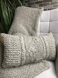 Cable Knit Alpaca Lumbar Pillow Chunky Home Decor - thumbnail 1