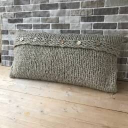 Cable Knit Alpaca Lumbar Pillow Chunky Home Decor - thumbnail 3