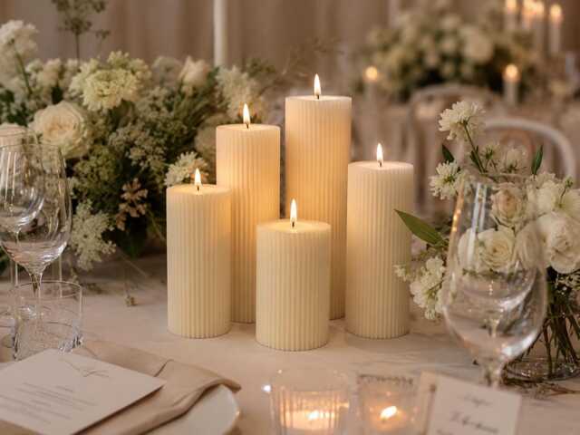 Textured Ribbed Pillar Candles - Chic & Cozy Vibe Perfect For Every Occasion Ideal Events & Home Wedding Gift - image 1